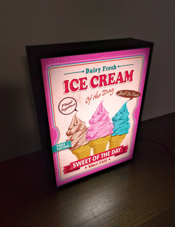 アイスクリーム ソフトクリーム スイーツ お菓子 洋菓子 レトロ ミニチュア サイン ランプ 看板 置物 ライトBOX 3枚目の画像