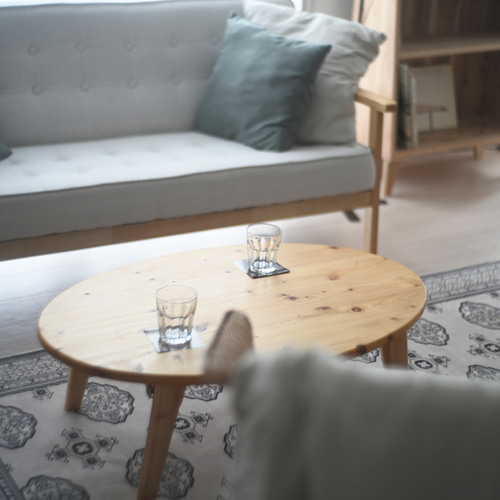 国産ひのきの楕円ちゃぶ台 ローテーブル センターテーブル 90×60センチ