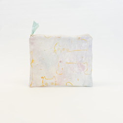柔和的彩色小袋用顏料繪製的原創面料 Koharubiyori Cat 第1張的照片