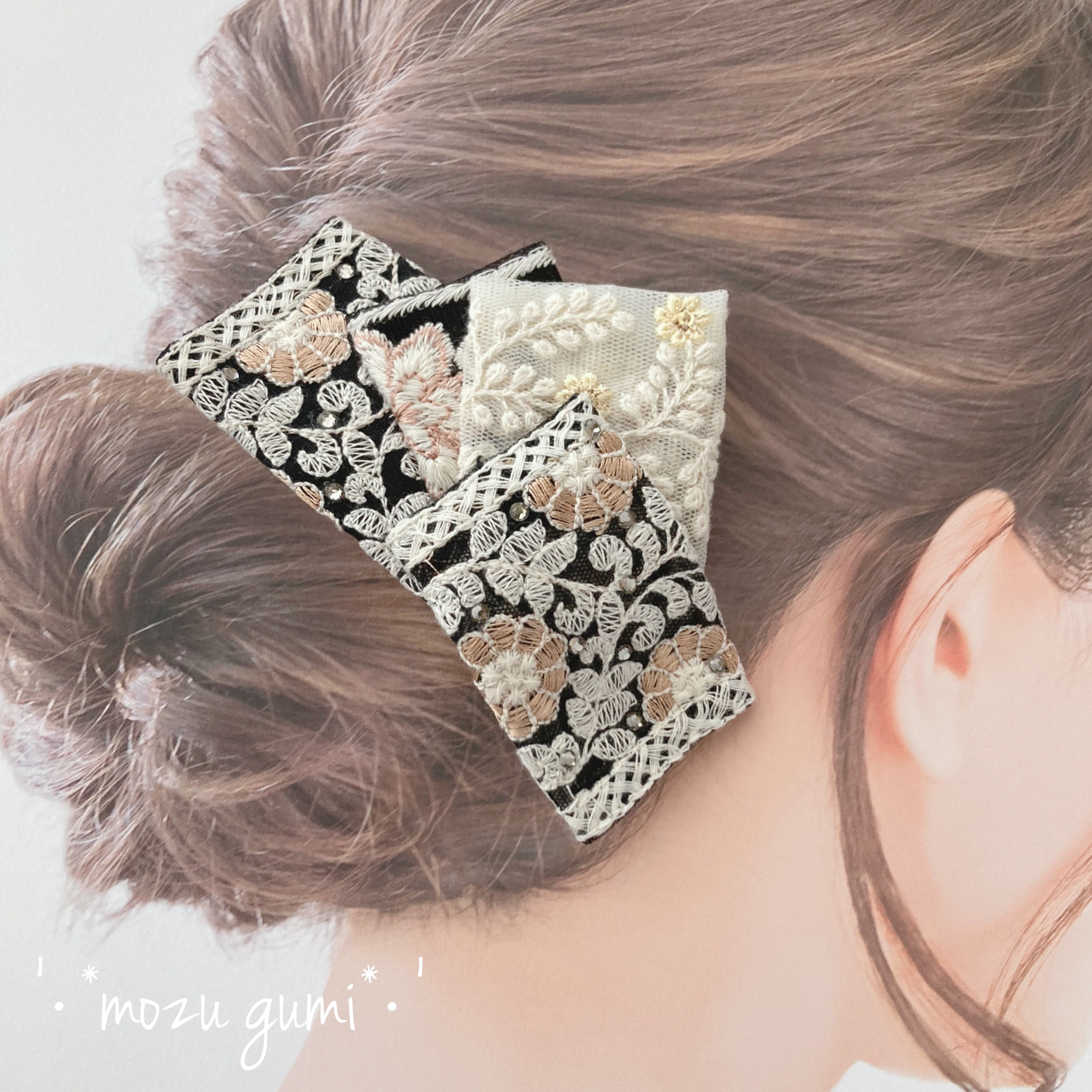 キキララ リボンバレッタ メゾンドフルール ワッペン ブローチ 刺繍 天使 1008A24F0102_l_a001.jpg