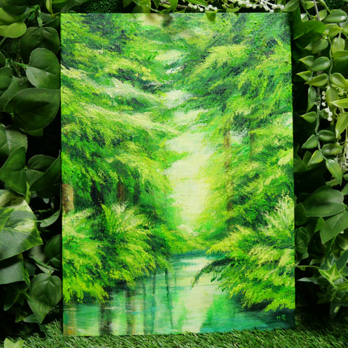 油絵 絵画【緑の湖】 絵画 HR 通販｜Creema(クリーマ) 15874967