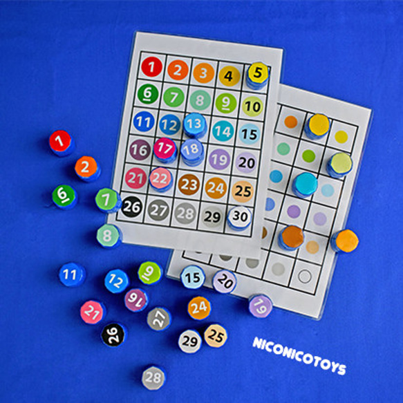 1~30までの数字と30色のグラデーションパズル　知育玩具　モンテッソーリ 2枚目の画像