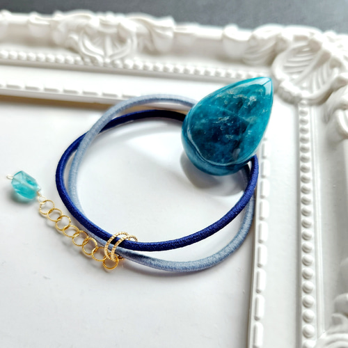 受注制作】大きめアパタイトの雫型ヘアゴム✩.*˚天然石×ヘアゴム