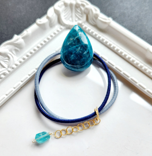 一点物】大きめ アイオライトの 雫 ヘアゴム③✩*˚一点物】大きめ