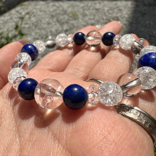 天然石ラピスラズリ・アイリスクォーツブレスレット♡水晶♡浄化