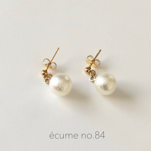 送料無料【no.84】コットンパールピアス ピュアホワイト ピアス 