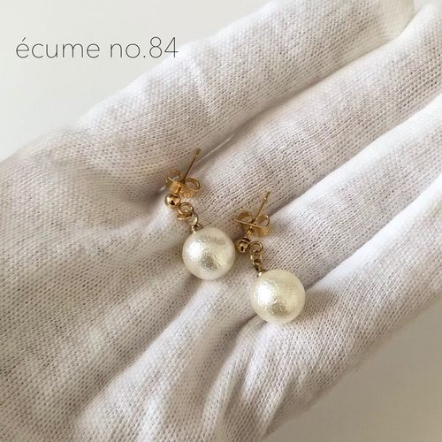 送料無料【no.84】コットンパールピアス ピュアホワイト ピアス 