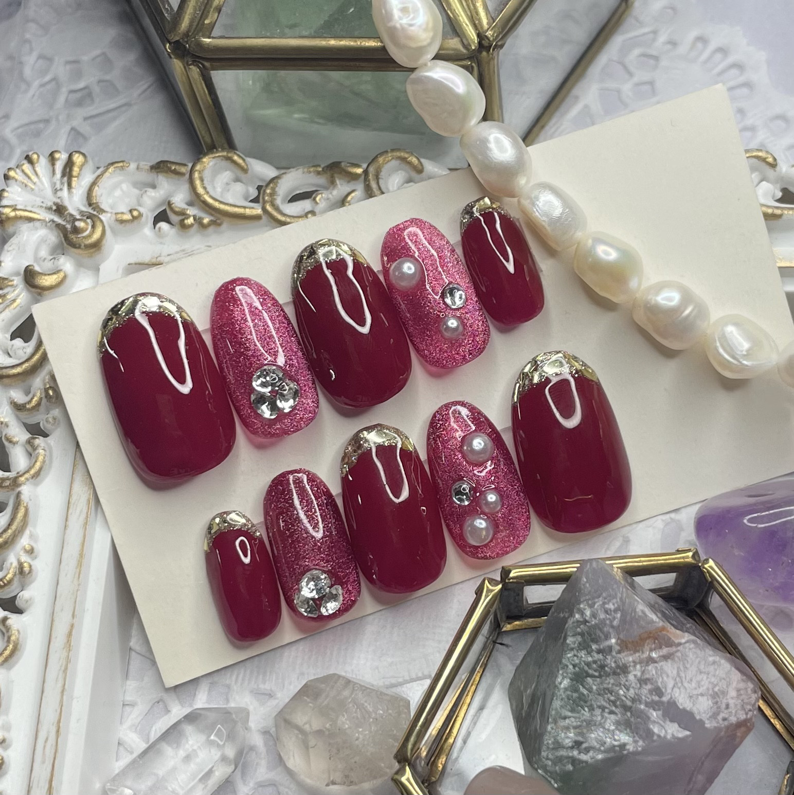 サイズオーダー♡ガラスフレンチ×マグネットネイルチップ size order  