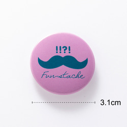 Mustache【パープル】缶バッジ 缶バッチ【3.1cm】髭 3枚目の画像