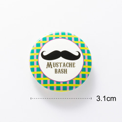 Mustache【チェック】缶バッジ 缶バッチ【3.1cm】髭 3枚目の画像