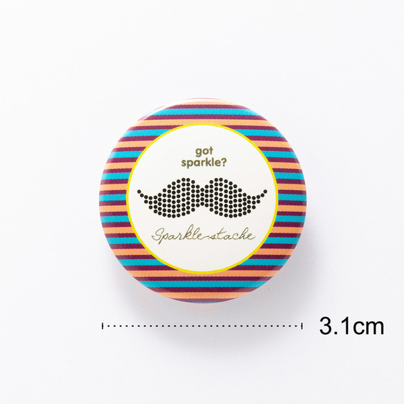 Mustache【ボーダー】缶バッジ 缶バッチ【3.1cm】髭 ドット 3枚目の画像