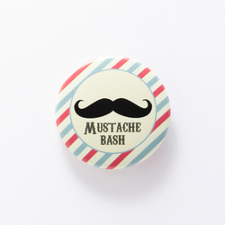 Mustache【ストライプ】缶バッジ 缶バッチ【3.1cm】髭 1枚目の画像