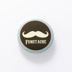 Mustache【ブラウン×ブルー】缶バッジ 缶バッチ【3.1cm】髭 1枚目の画像