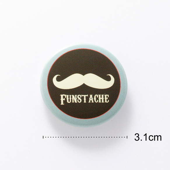 Mustache【ブラウン×ブルー】缶バッジ 缶バッチ【3.1cm】髭 3枚目の画像