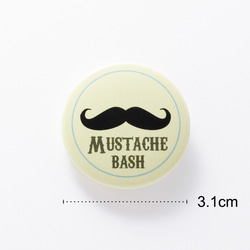 Mustache【クリーム】缶バッジ 缶バッチ【3.1cm】髭 3枚目の画像