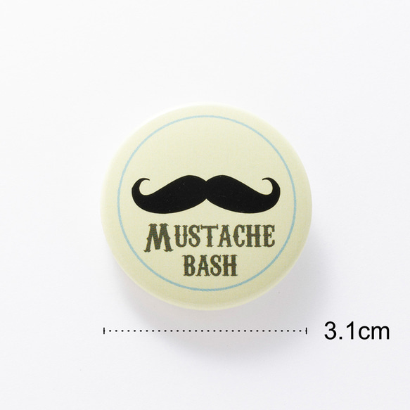 Mustache【クリーム】缶バッジ 缶バッチ【3.1cm】髭 3枚目の画像