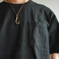 【刻印無料】真鍮ペンダント 釣り針｜ネックレス メンズ セミオーダー ハンドメイド フィッシュフック 4枚目の画像
