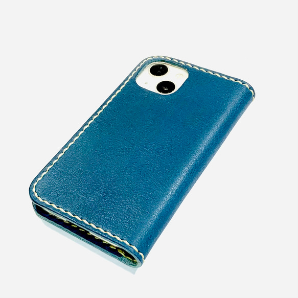 栃木皮革油鞣 iPhone 保護殼 ① 藍色 第11張的照片