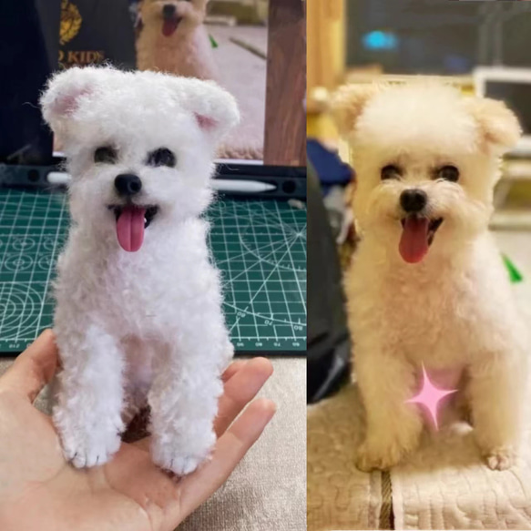 【オーダーメイドペット】羊毛フェルト、うちの子　犬ぬいぐるみ、フェルト犬、羊毛犬、肖像画、犬猫人形 プレゼントやギフトに 100% 模様