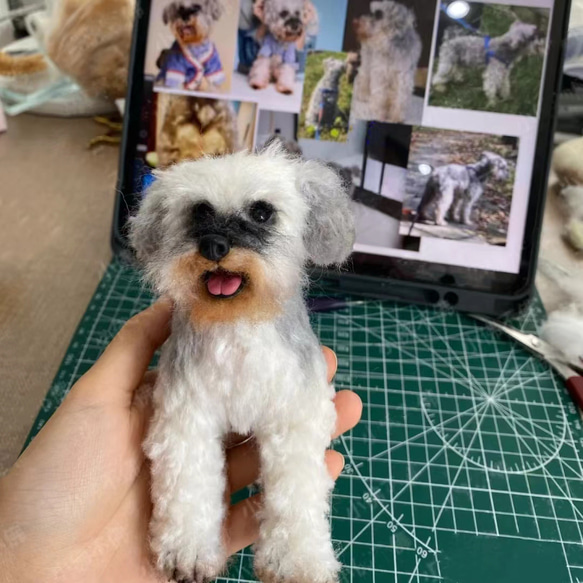 【オーダーメイドペット】羊毛フェルト、うちの子　犬ぬいぐるみ、フェルト犬、羊毛犬、肖像画、犬猫人形 プレゼントやギフトに 100% 模様