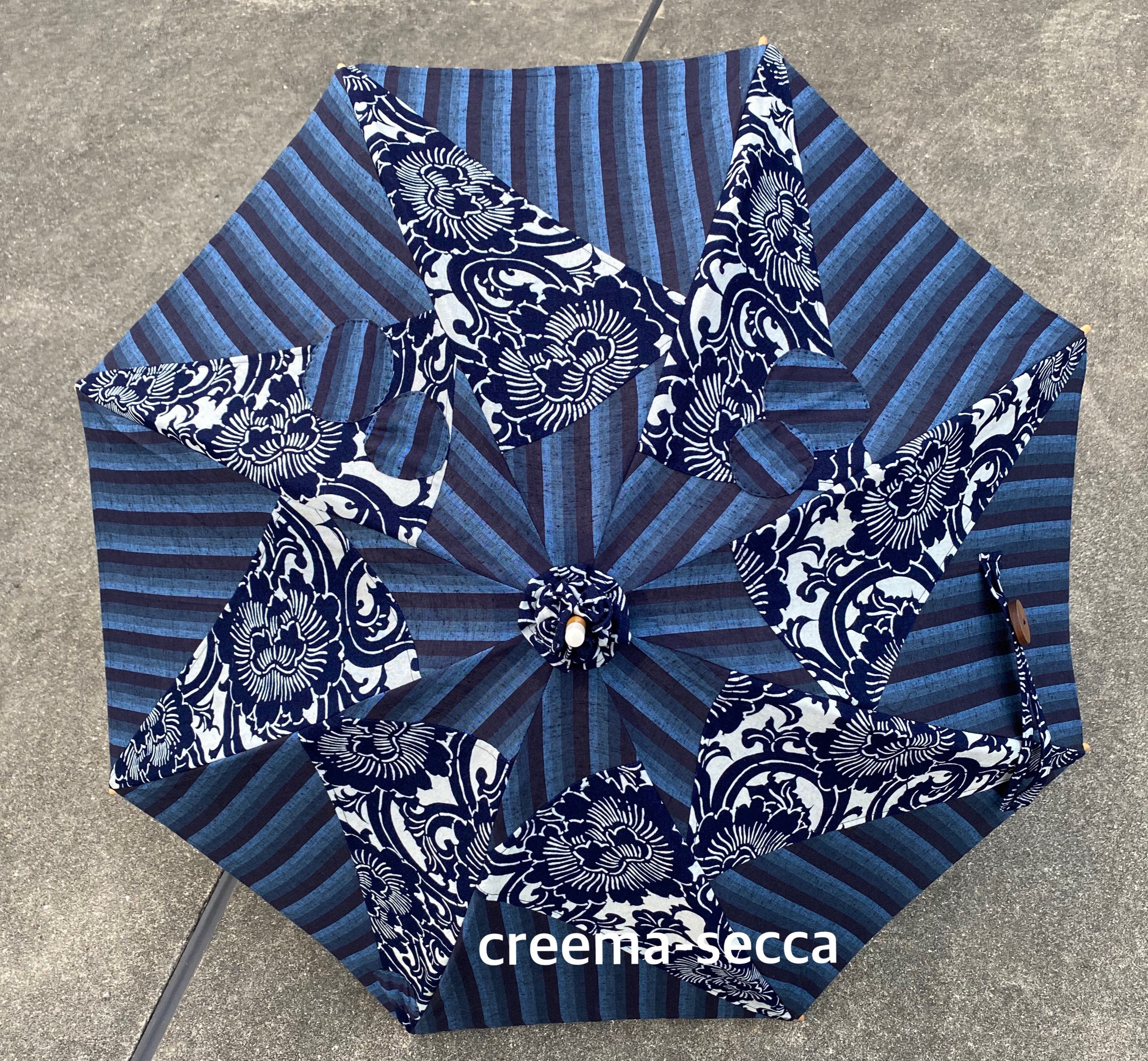 ＊送料無料＊ 日傘 ボーダーと藍型染め
