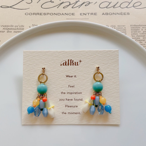 Vintage ポップなフランスヴィンテージビーズのピアス ピアス 