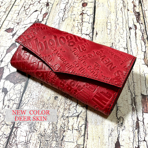 Vライン セミロングウォレット V-Shape Semi-long Wallet 英字エンボス 