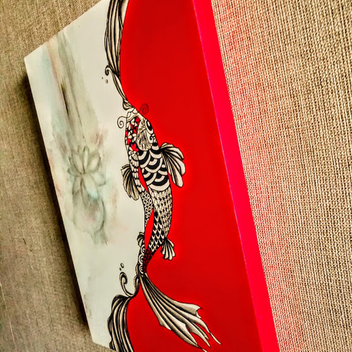 金魚画 「赤と黒」 送料無料 絵画 kaoriko 通販｜Creema