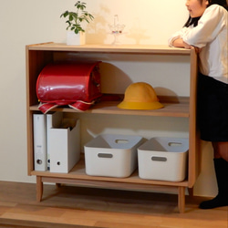 国産杉の香りオープンラック　収納棚・本棚・ランドセルラックにも　北欧デザイン【幅89㎝ワイド収納棚】 3枚目の画像