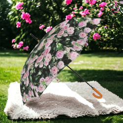 【受注生産】ガーデンに咲くピェ―ル・ドゥ・ロンサール雨傘１　（イギリス製）梅雨対策2023 1枚目の画像