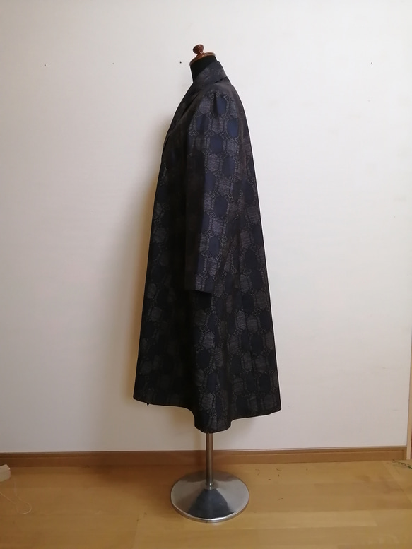 SOLD　着物リメイク　フレアーコート　大島紬 