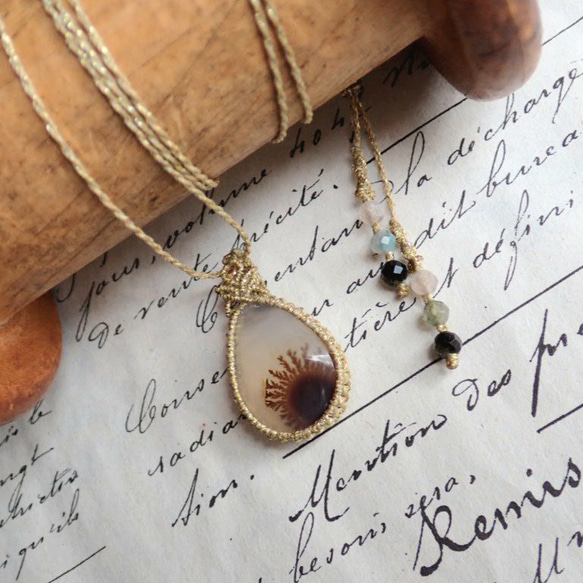 高品質内包美密デンドリティッククォーツルース 雫型ペンダントトップ