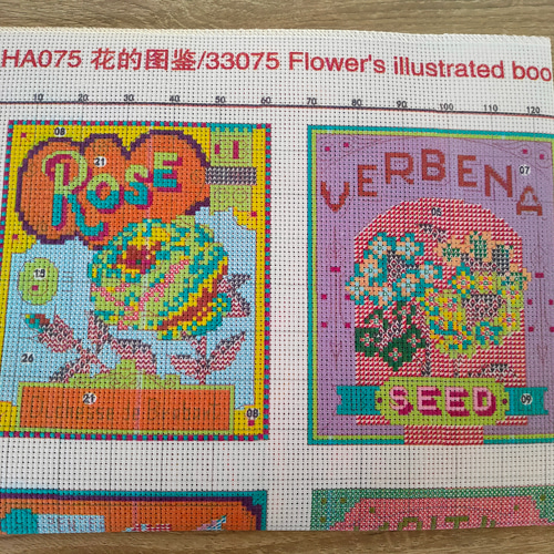 クロスステッチキット Flowers illustrated book 花図鑑 14CT 図案印刷