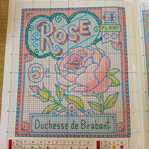 クロスステッチキット Flowers illustrated book 花図鑑 14CT 図案印刷