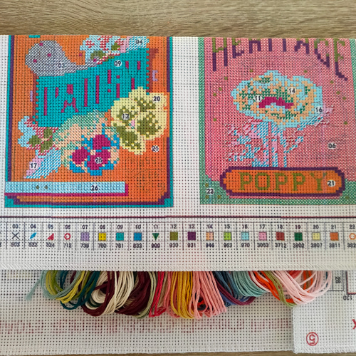 クロスステッチキット Flowers illustrated book 花図鑑 14CT 図案印刷