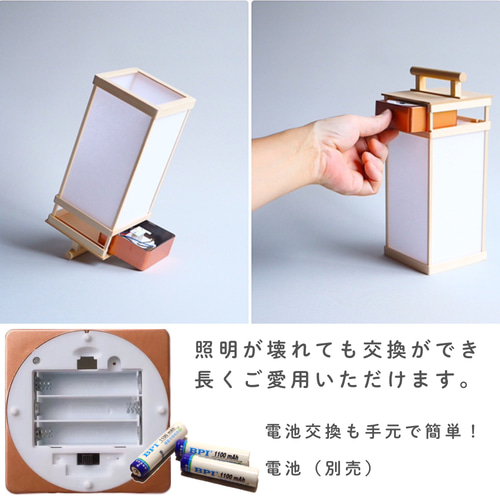 灯り箱【人感センサーライト】行灯　ランタン　ランプ 灯り箱【進】人感センサー手持ち行灯 「高さ25cm」江戸の照明