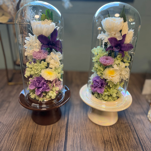 プリザーブドフラワー 供花 仏花 ガラスドーム ボトルフラワー