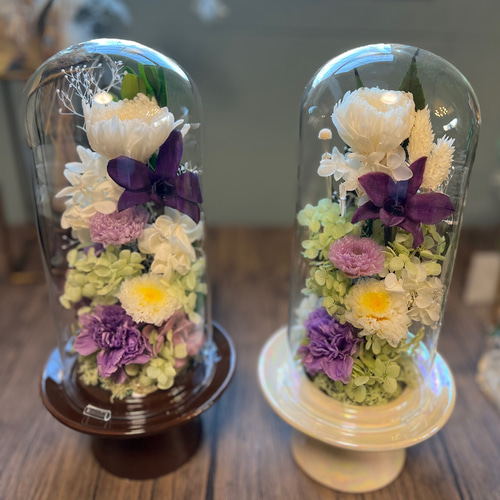 プリザーブドフラワー 供花 仏花 ガラスドーム ボトルフラワー
