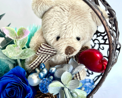 C フラワーギフト 花 くまさんアレンジ プリザーブドフラワー ブラウン