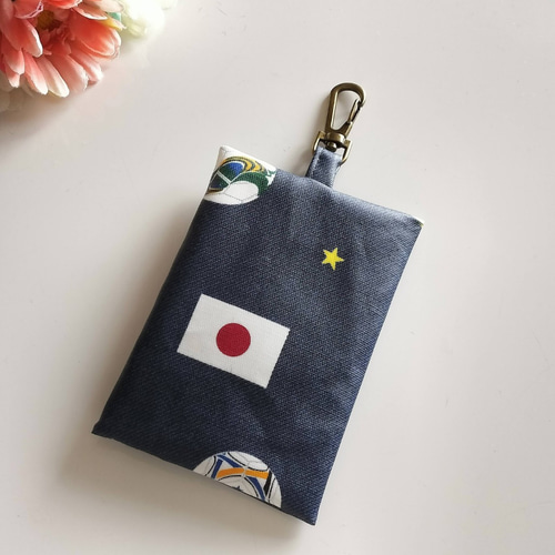 再販！リール付き♪キーケース♪サッカーボール&国旗 ランドセル用キー  