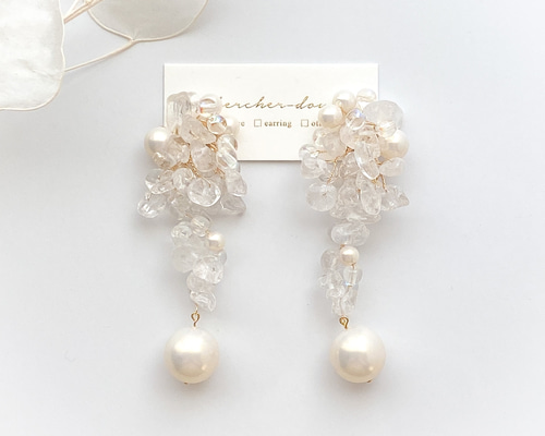 天然石♡はるうらら〜枝垂れ桜のスペシャルロングピアス14kgf 天然石♡はるうらら〜枝垂れ桜のスペシャルロングピアス14kgf ピアス