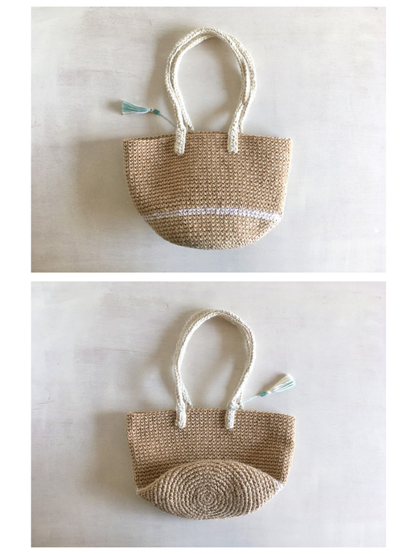 麻ひもバッグ tote ・White Line・ 4枚目の画像