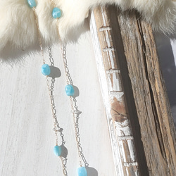 ❁Larimar station necklace All 14kgf❁美しい超トップクオリティラリマー＆ハーキマーダイ 3枚目の画像