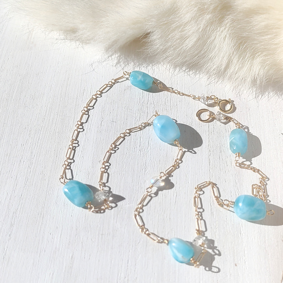 ❁Larimar station necklace All 14kgf❁美しい超トップクオリティラリマー＆ハーキマーダイ 8枚目の画像