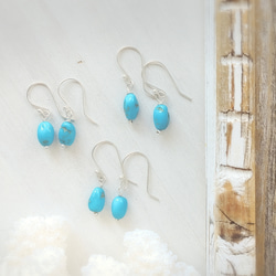 2023ss限定❁Blue sky piece earrings All silver925❁鮮やかな美しさ♡ターコイズ 3枚目の画像