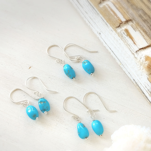 2023ss限定❁Blue sky piece earrings All silver925❁鮮やかな美しさ♡ターコイズ 2枚目の画像