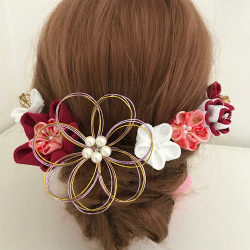 つまみ細工髪飾り 成人式 結婚式 卒業式 七五三 着物 和装 振袖 袴
