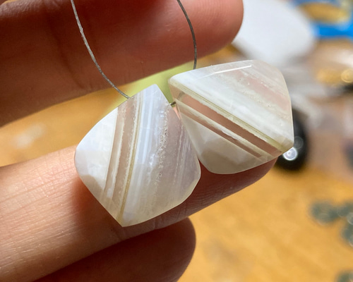 マルモ◆オレンジバンデットアゲート×エチオピアオパールピアス✧14kgf マルモ様専用◇オレンジバンデットアゲート×エチオピアオパールピアス