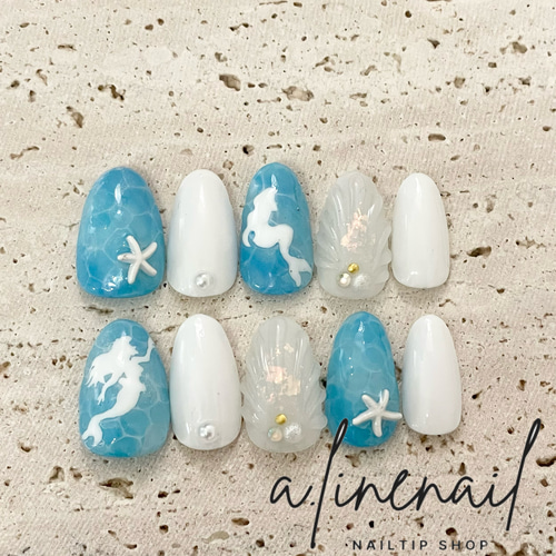 No.324　ネイルチップ　マーメイド　人魚　貝殻　人魚の鱗　海　ラグーン　夏 No.324 ネイルチップ マーメイド 人魚 貝殻 人魚の鱗 海