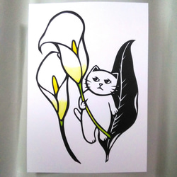 【切り絵】原画　A5サイズ　calla lily 1枚目の画像